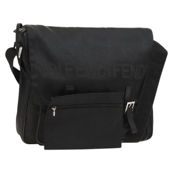 FENDI Shoulder Bag Nylon Black Silver - Picture 1 of 14